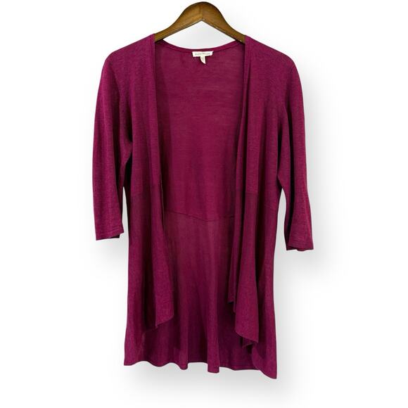 Eileen Fisher Cardigan Womens Small Italian Yarn Linen Silk Lightweight Magenta - Picture 1 of 8